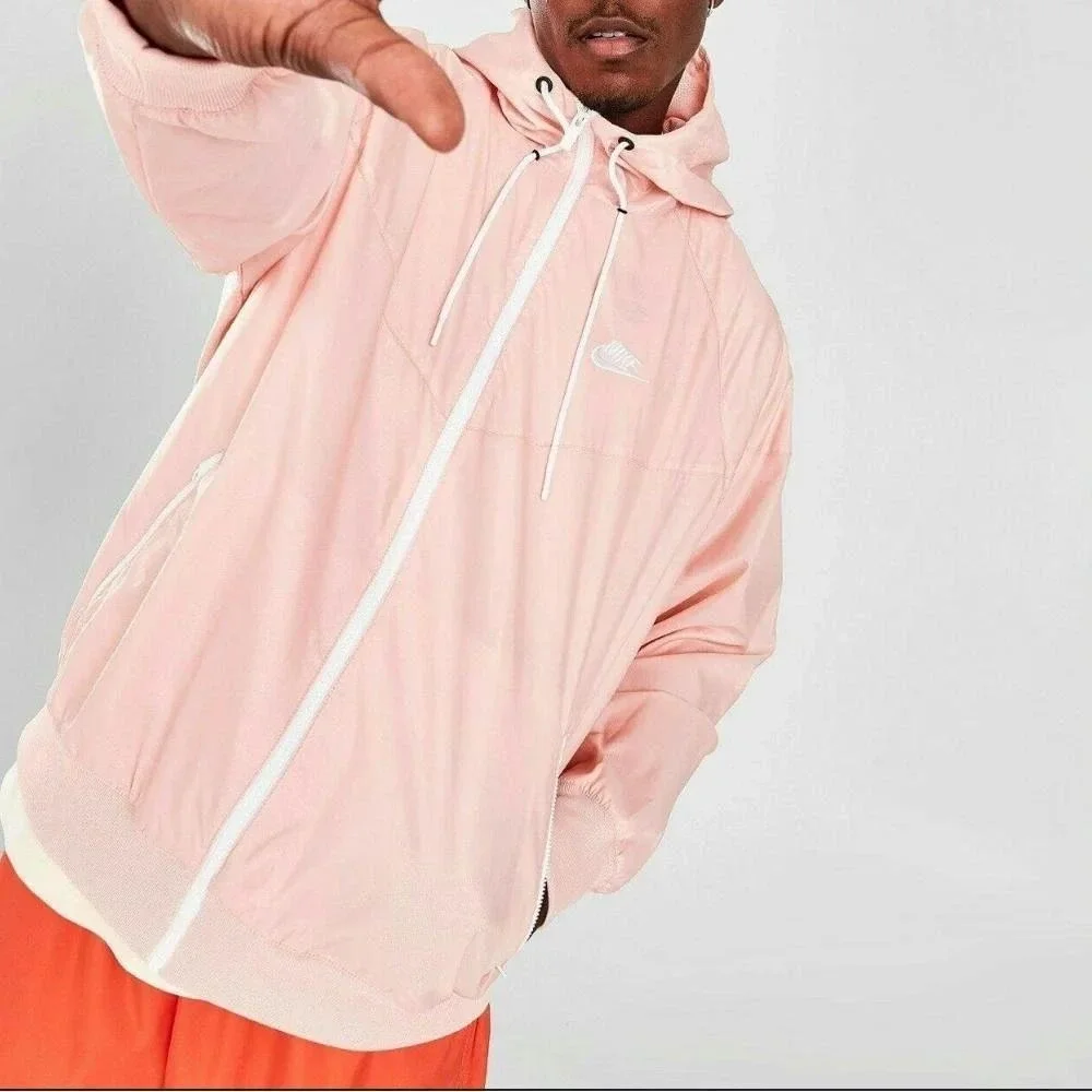 Nike Windrunner Jacket Pink Full Zip Hooded Windbreaker Lightweight Size XL